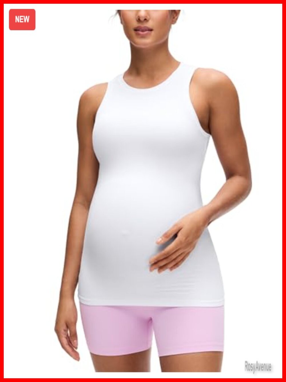 Maternity High Neck Tank Top Slim Fit Racerback Sleeveless Summer